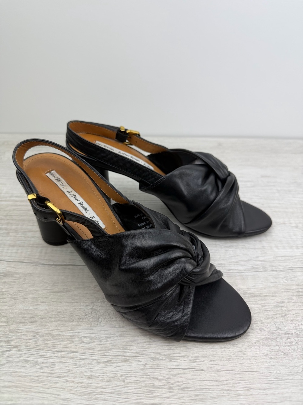 & Other Stories Twisted Leather Slingback Heels Black EU 38